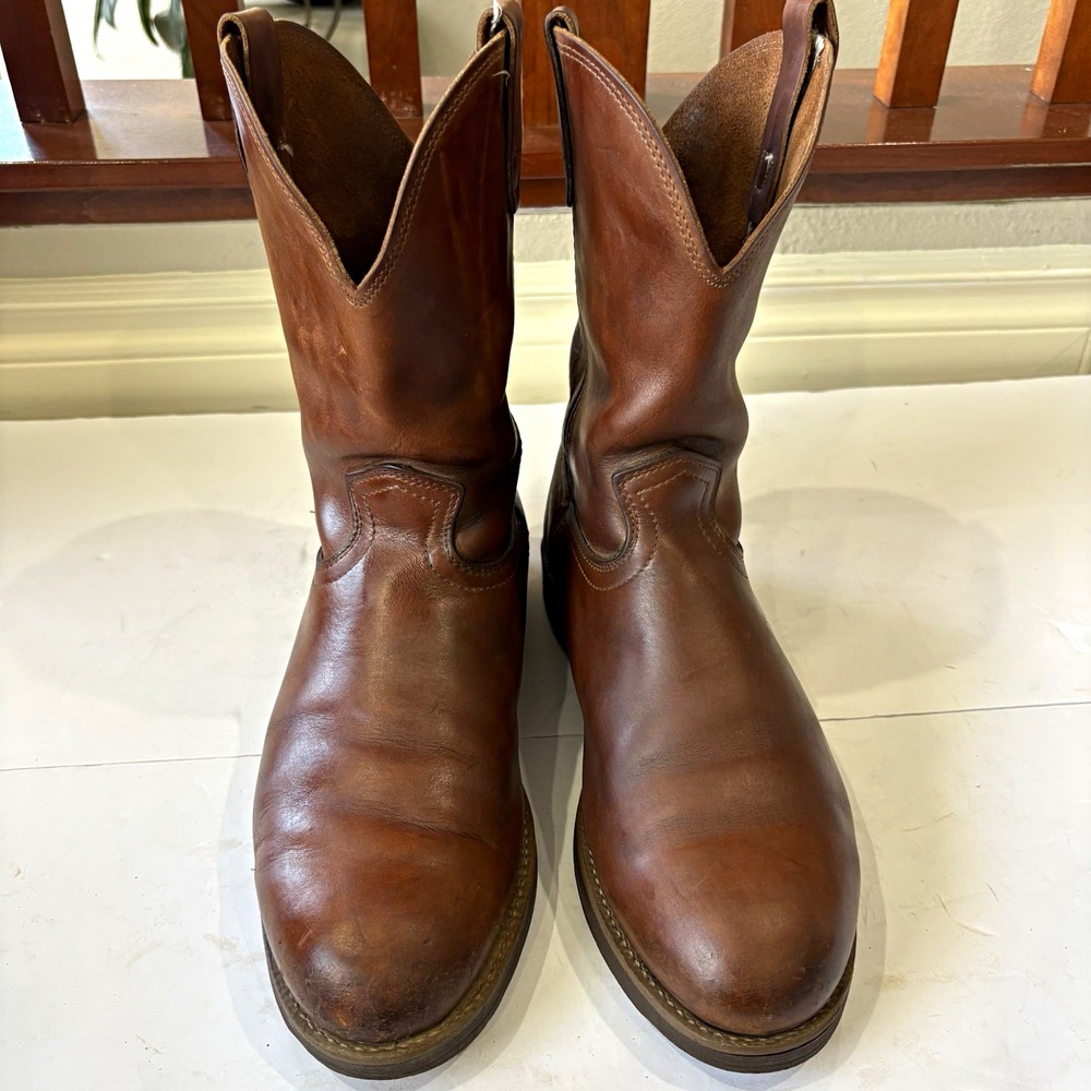 Georgia Boot Mens Brown Leather Pull On Work Western Boots Size 11